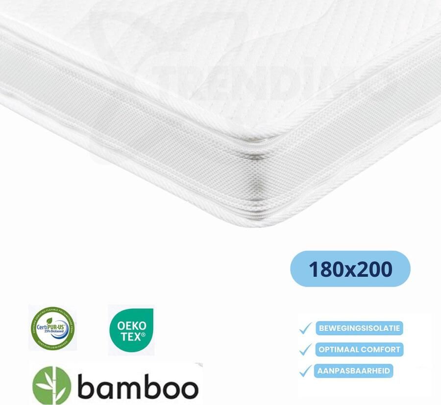 Trendimo Topper 180x200 XXL Bamboo Pure 3D Topper Hybride Topmatras Naturalis 11cm dik Matras Antibacterieel Orthopedisch - Foto 2