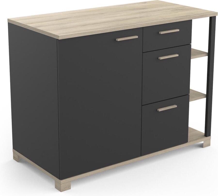 Trendmeubel keukenkast onderkast Atelier 120cm keukenelement met 1 deur en 3 laden