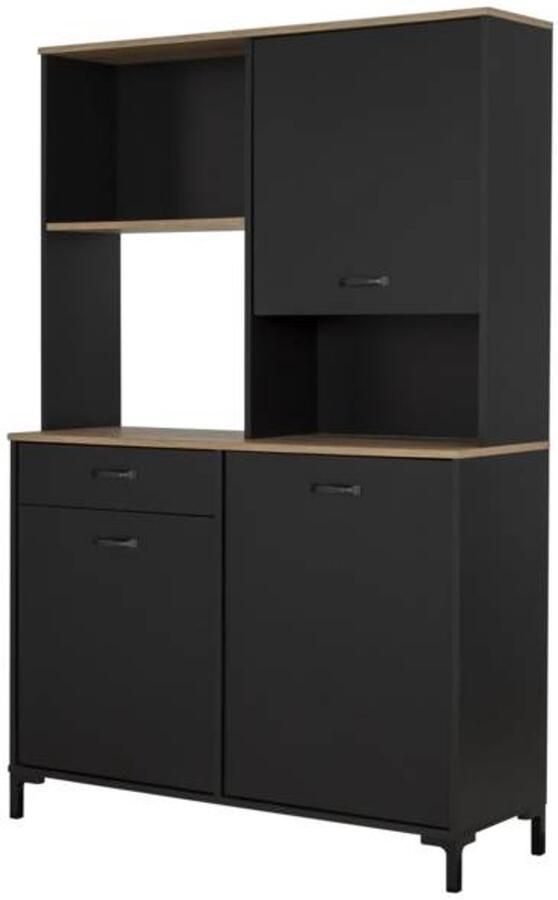 Trendmeubel Mielo Opbergkast Keukenbuffet 119 cm 1 lade- 2 deuren Helvezia Oak Zwart