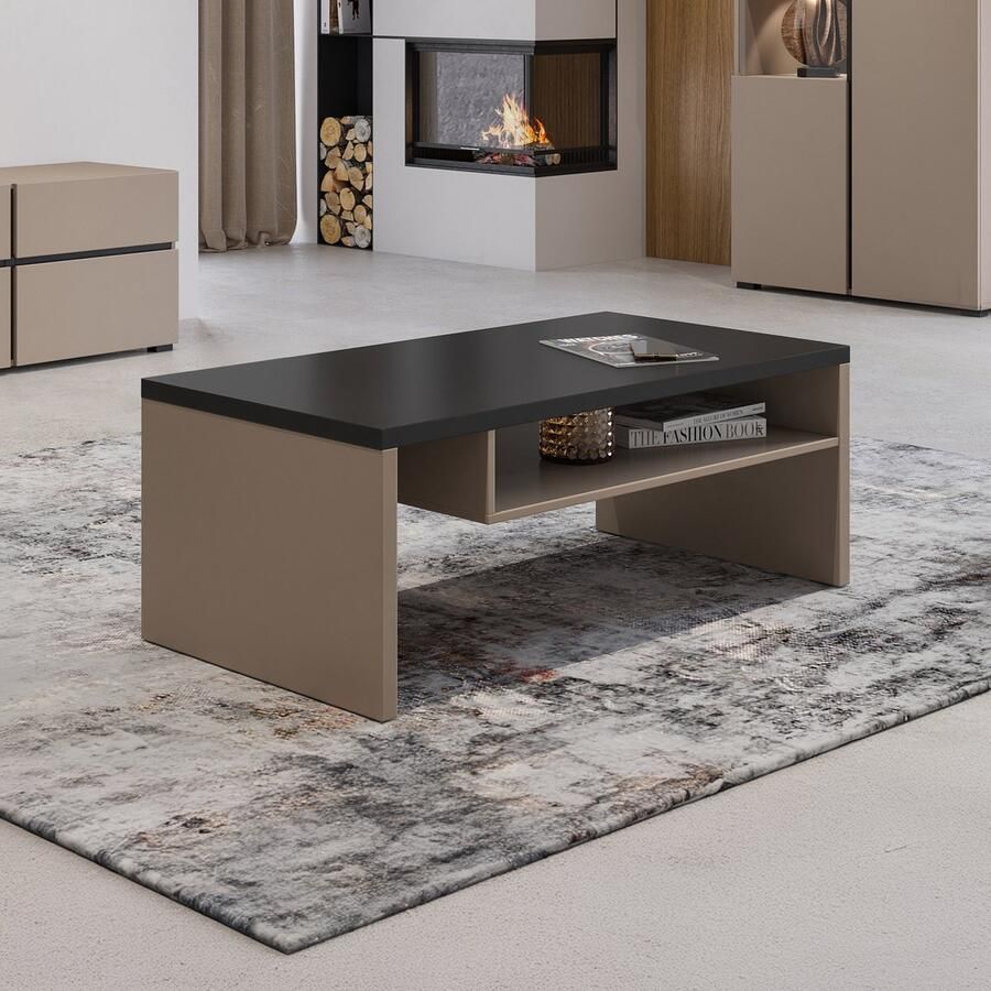 Trendmeubel Salontafel Cain Beige Zwart 120 cm