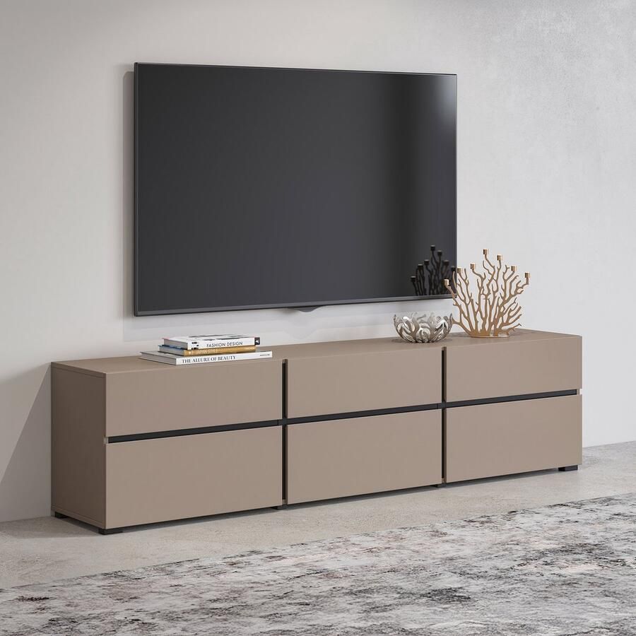 Trendmeubel TV-Meubel Cain Beige Congo Zwart 180 CM