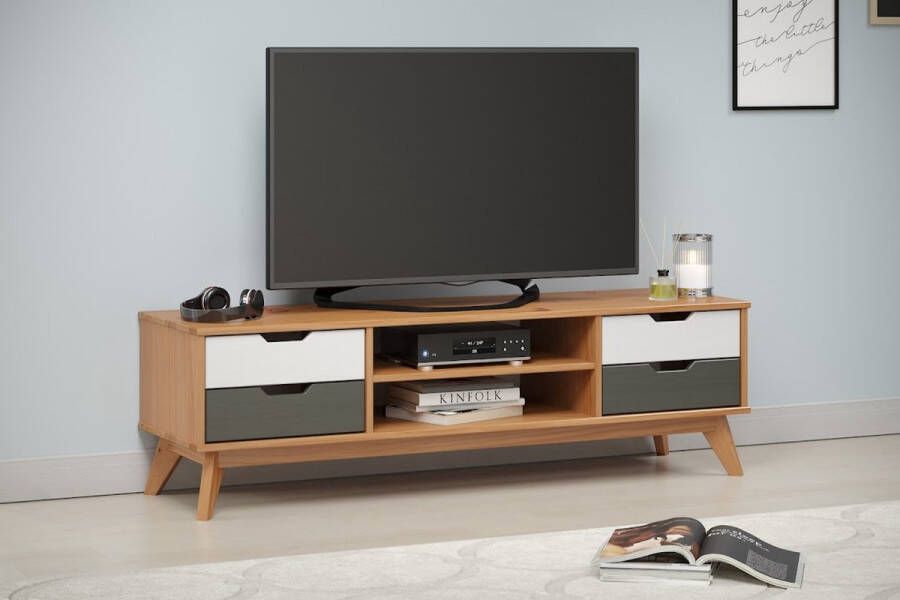 Trendmeubel Tv-meubel Scandik Praktisch en van massief grenen 140cm