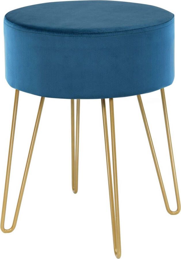 Trendmix Fluwelen Gestoffeerde Zitkruk poef groen Moderne Make-Up Kruk Velvet metaal rond Belastbaar tot 100 kg