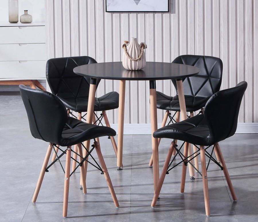 Trendopolis eetkamerstoelen Set van 4 Hoogwaardige PU Middeleeuwse Eetkamerstoelen Prachtig Design Tijdloze Stijl en Comfort voor Elk Interieur