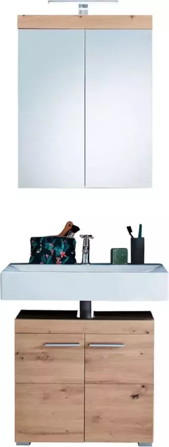 Trendteam AmandaMandoBea badkamer met spiegelkast zonder verlichting eiken decor