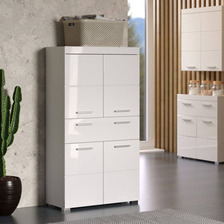 Trendteam smart living badkamerkast A? 73 x 132 x 31 cm kopus met schuiflade en veel opbergruimte 73 x 132 x 31 cm eiken met knoesten