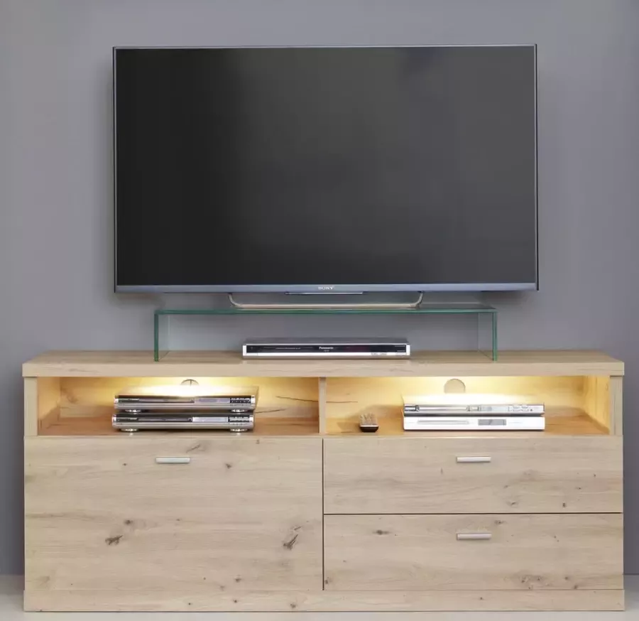 Trendteam Echo TV-meubel 2 laden 2 open vakken 1 klep incl. verlichting eiken decor - Foto 2