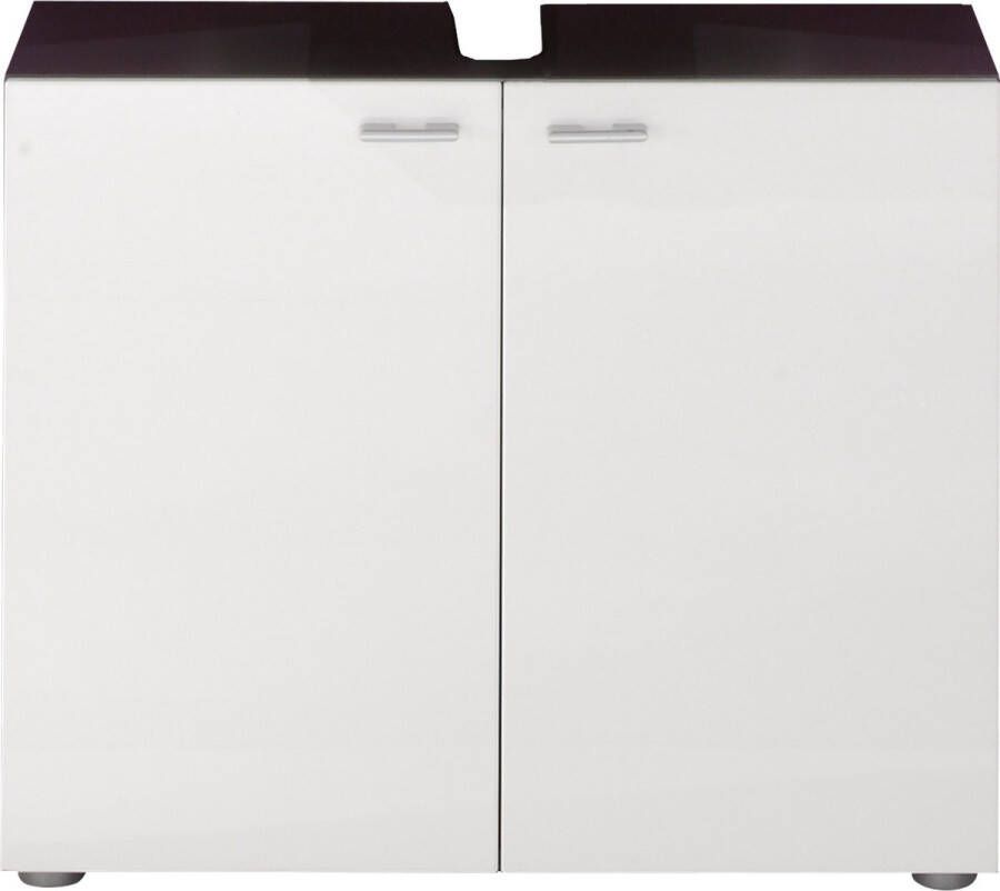 Trendteam smart living 1330-301-03 Badkamer wastafelonderkast Tetis 72 x 63 x 35 cm corpus grafiet (Nb.) en front Wit hoogglans met sifonuitsparing Corpus grafiet (donkerGrijs) front hoogglans Wit