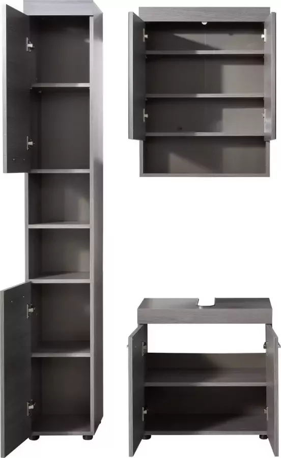 Trendteam smart living Badkamer 3-delige set combinatie runner 103 x 190 x 31 cm in rookzilver decor met veel opbergruimte - Foto 2