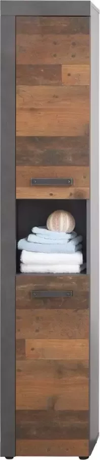 Trendteam smart living badkamer hoge kast Indy 36 x 184 x 31 cm voor Old Wood romp en contrast Matera met veel berg- en legruimte - Foto 4
