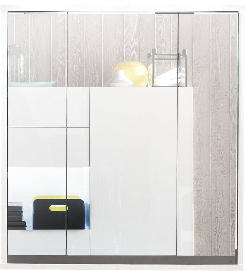Trendteam smart living Badkamer spiegelkast spiegel Sol 67 x 73 x 18 cm in corpus wit front wit hoogglans zonder verlichting