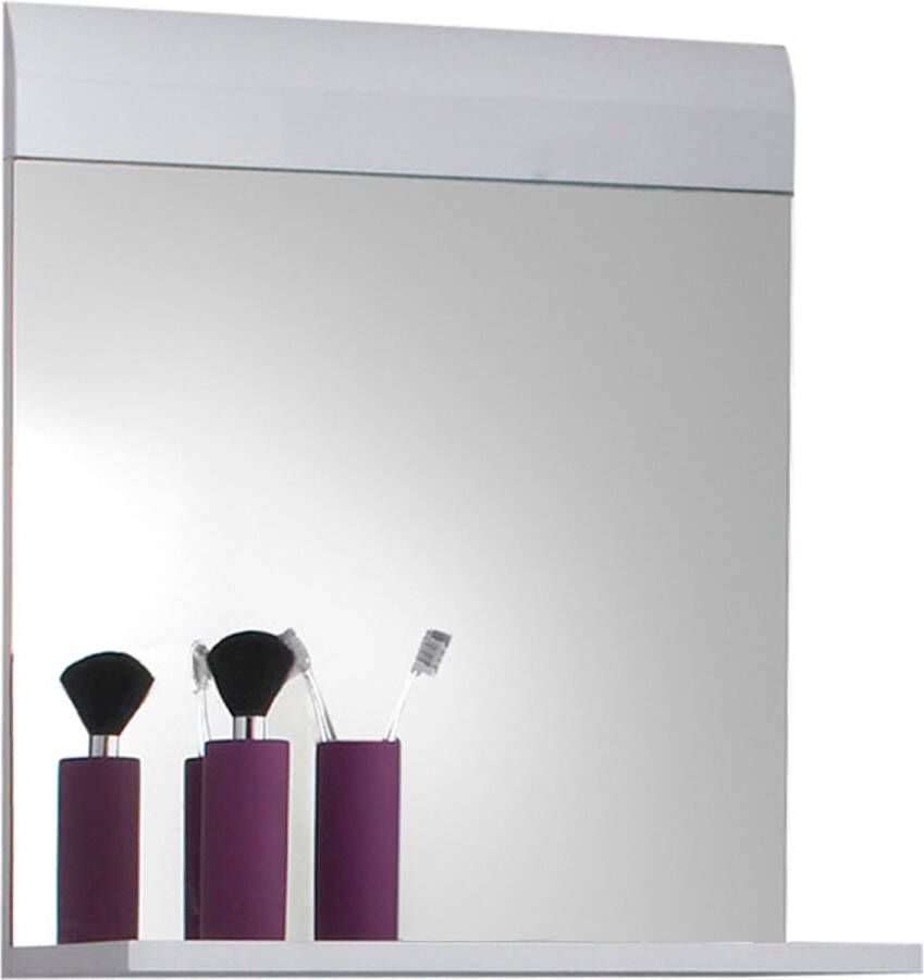 Trendteam smart living Badkamer wandspiegel spiegel Skin Gloss 60 x 55 x 10 cm in wit hoogglans met plank