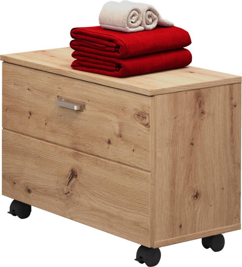 Trendteam smart living Badkamer zitcontainer Geo 55 x 47 x 34 cm Artisan eiken op wielen