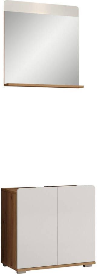 Trendteam smart living Ciara badkamer met spiegel artisanaal eiken decor wit hoogglans