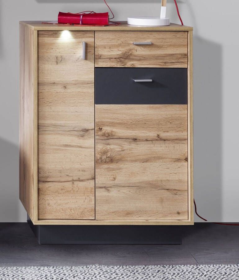 Trendteam smart living Coast Schoenenkast 69 x 96 x 35 cm in Wotan eiken decor grijs met ledverlichting - Foto 2