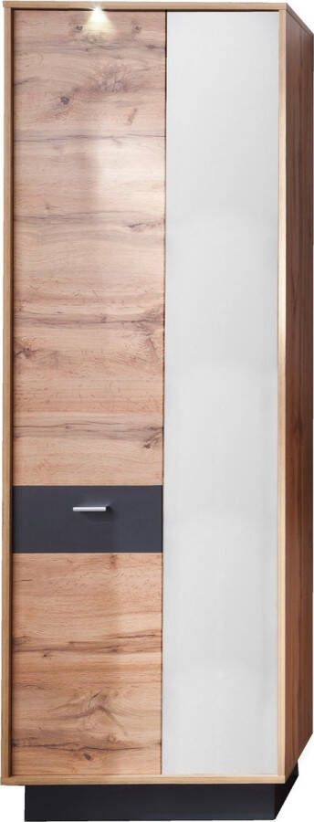 Trendteam smart living Garderobe garderobekast kast Coast 69 x 191 x 35 cm in Wotan eiken decor grijs met LED-verlichting en spiegel - Foto 2