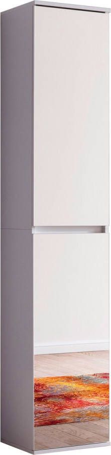 Trendteam smart living Garderobe garderobekast kast Mirror 37 x 191 x 34 cm in lichaam en front wit melamine afzetting spiegel met veel opbergruimte