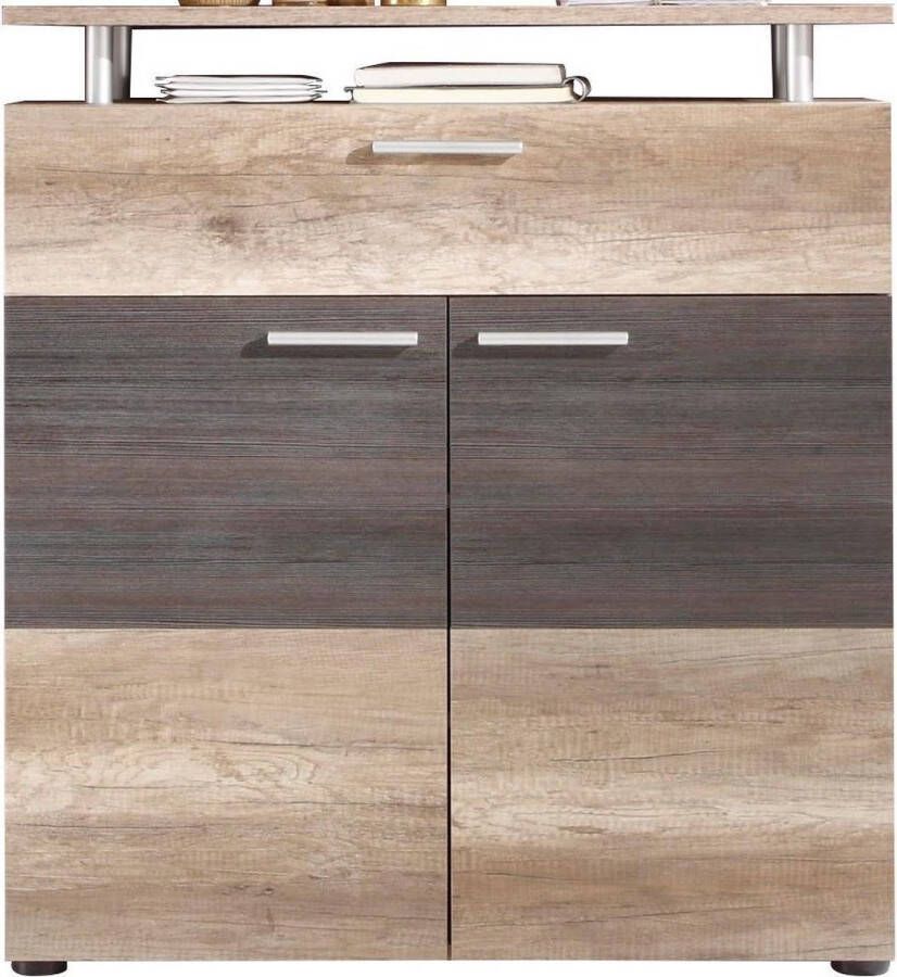 Trendteam smart living Garderobe schoenenkast Polo 90 x 101 x 37 cm in eiken monument decor afwerking Touchwood donkerbruin met veel opbergruimte