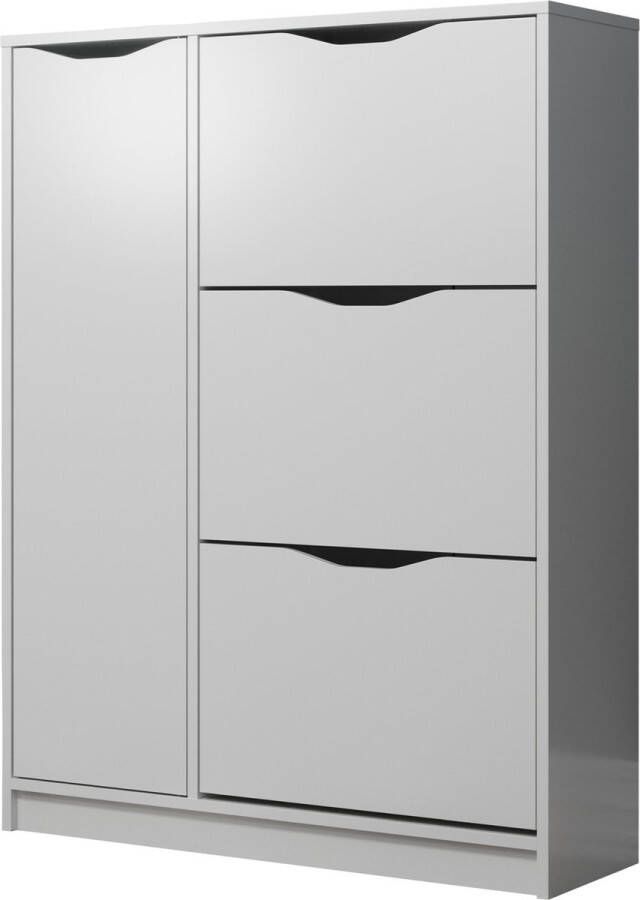 Trendteam smart living garderobe schoenenkast schoenenkist Basix 86 x 115 x 29 cm wit met veel opbergruimte