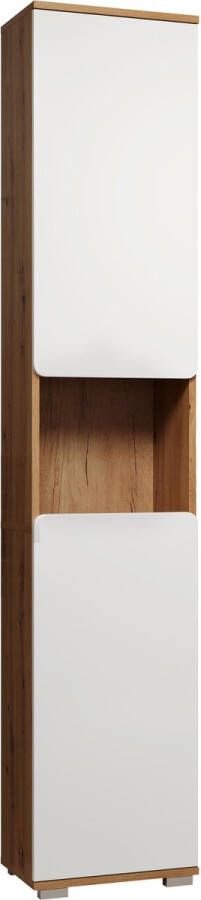 trendteam smart living Hoge kast houtmateriaal wit hoogglans Artisan eiken 37 x 191 x 31 cm