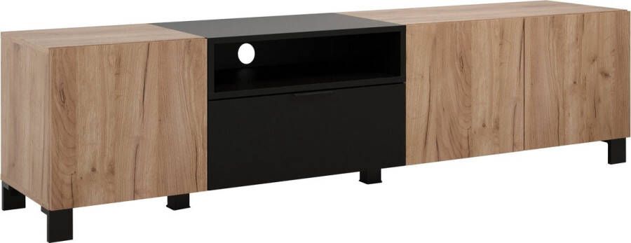 Trendteam smart living Kendo Tv-lowboard eiken kraftpapier tabak zwart mat 185 x 47 x 40 cm - Foto 2