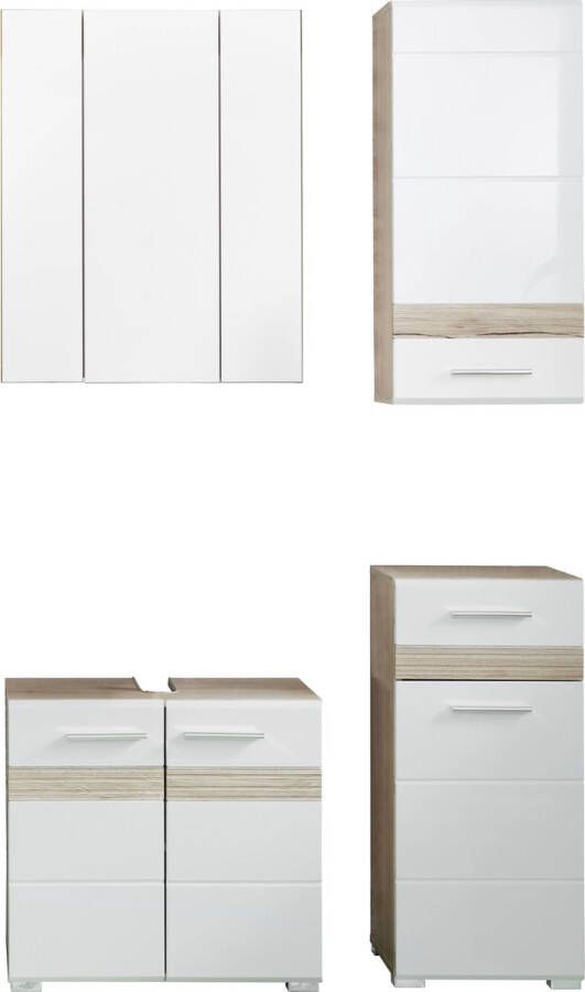 Trendteam smart living SetOne badkamer E met spiegelkast decor licht eiken wit hoogglans