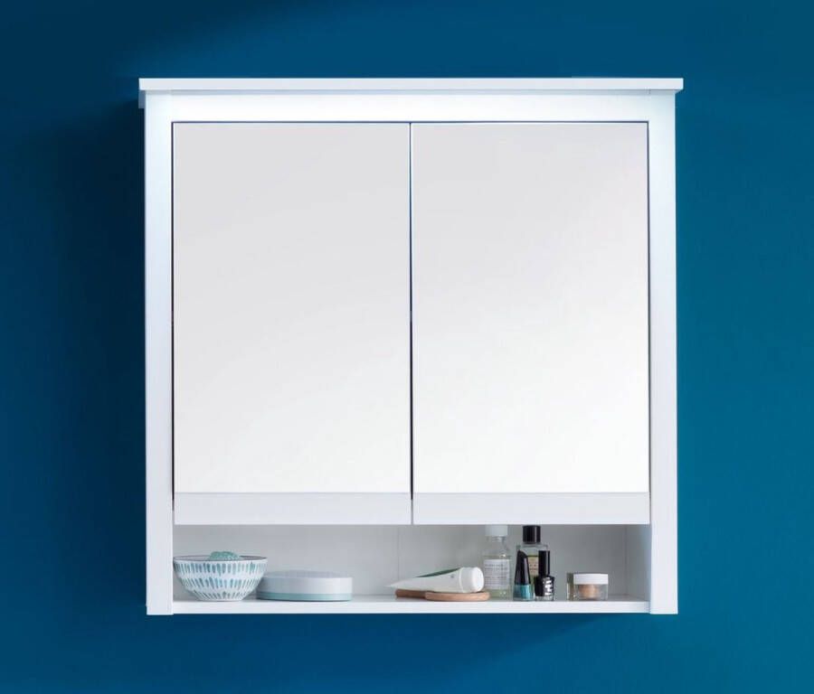 trendteam smart living Spiegelkast voor de badkamer spiegel Ole 81 x 80 x 25 cm in corpus wit melamine front wit decor zonder verlichting