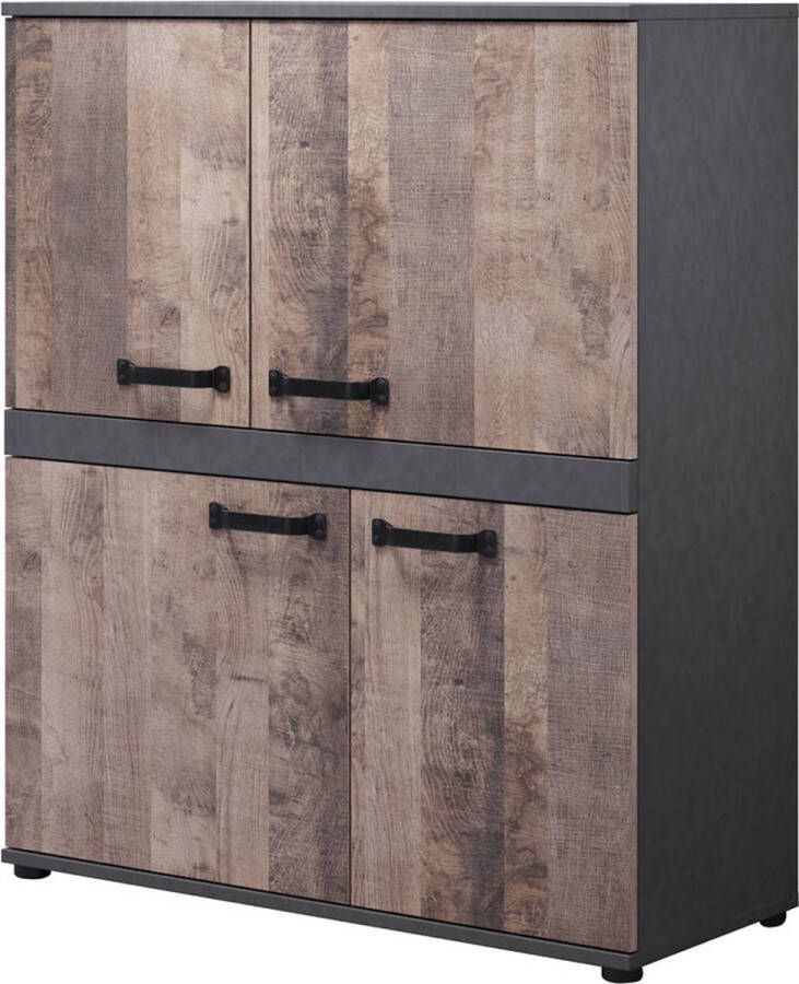 Trendteam smart living Stripe Highboard eiken tabak-matera 100 x 118 x 41 cm - Foto 4