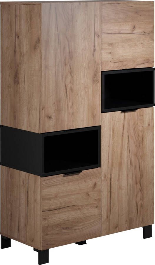 Trendteam smart living Trendteam Highboard eiken krafttabak zwart mat Kendo 83 x 140 x 40 cm - Foto 2