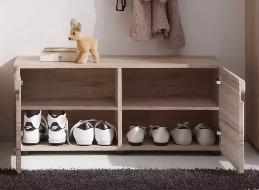 Trendteam smart living trendteam kledingkast schoenenkistbank Malea 88 x 38 x 37 cm in eiken San Remo decor met twee planken