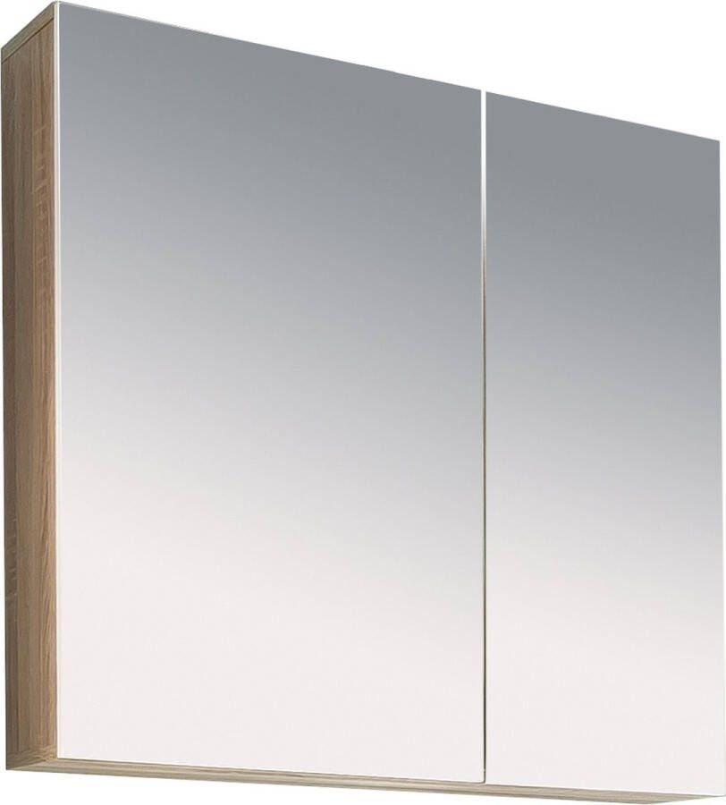 trendteam smart living Trendteam Porto badkamerspiegelkast spiegelkast 65 x 70 x 21 cm in corpus eiken ruw gezaagd licht decor zonder verlichting