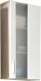 Trendteam smart living Badkamer wastafel onderkast kast Porto 65 x 54 x 31 cm in corpus eiken ruw gezaagd licht decor voorzijde wit glas gesatineerd met veel opbergruimte en open vak - Thumbnail 4