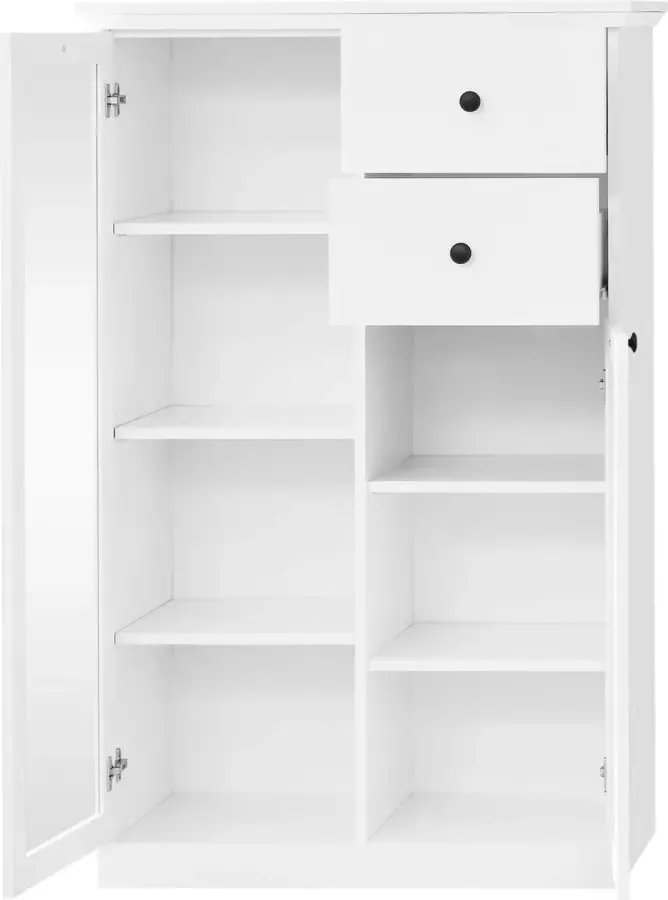 Trendteam smart living trendteam woonkamer vitrinekast woonkamerkast Baxter 81 x 129 x 41 cm in wit decor in landelijke stijl