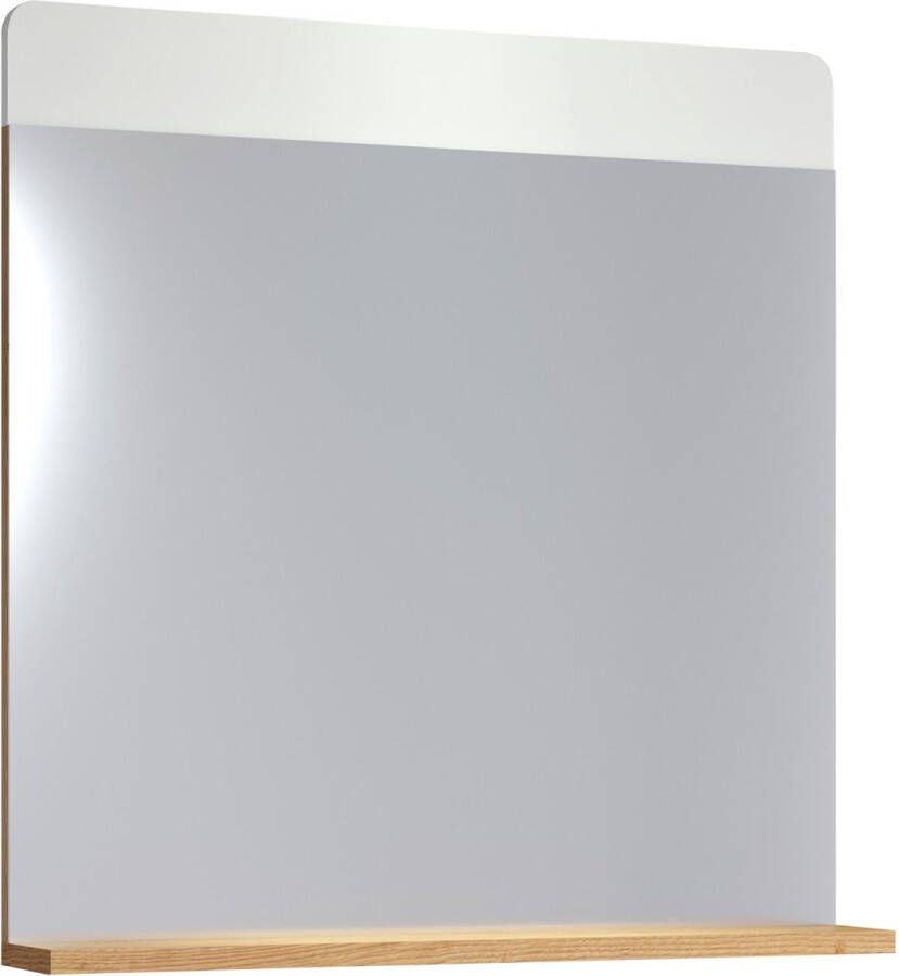 Trendteam smart living badkamerspiegel wandspiegel Ciara 60 x 63 x 10 cm wit hoogglans en ambachtelijk eiken met planchet