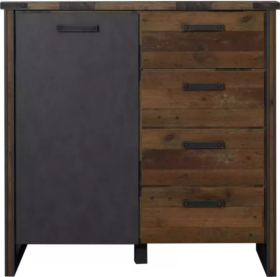 Trendteam smart living woonkamer ladekast Prime 119 x 110 x 42 cm front en romp Oldwood Matera offset met veel opbergruimte