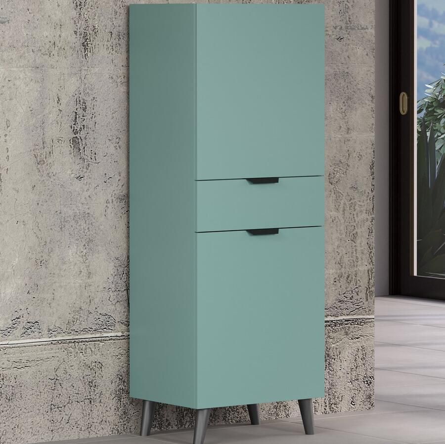 Trendteam Vitrinekast Melton 49 x 37 x 195 cm Anthracite Blue Turquoise 49cm