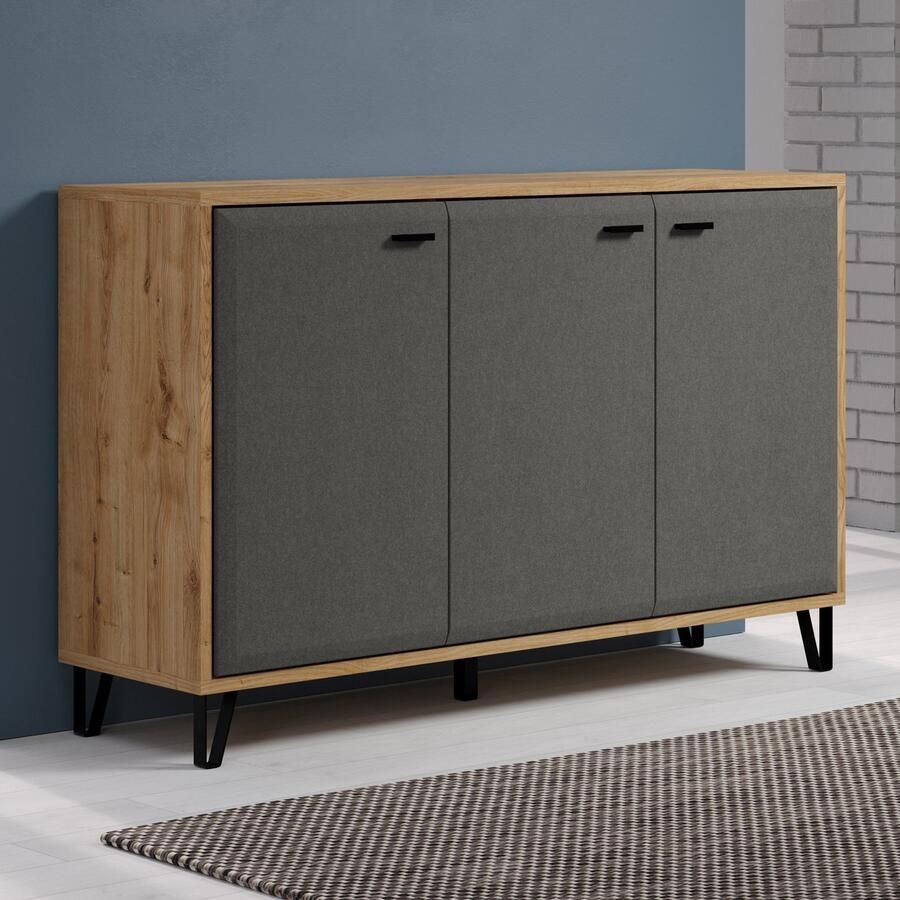 Trendteam smart living Blanshe dressoir afgeleid houtproduct vilt donkergrijs eiken Navarra 46 x 90 x 42 cm