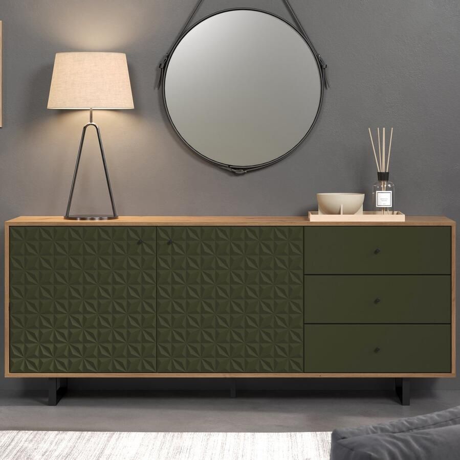 Hioshop Sentra dressoir groen eik decor.