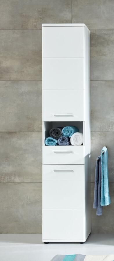 Trendteam smart living Badkamer hoge kast Monte 37 x 189 x 34 cm front: grijs mat corpus: grijs melamine met veel opbergruimte - Foto 2