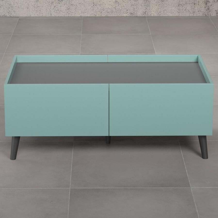 Trendteam EMOB Salontafel Melton 110 x 60 x 44 cm Anthracite Blue Salontafels outlet Turquoise Melamine; MDF Salontafels outlet Op voorraad