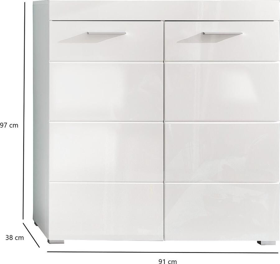 Trendteam Schoenen- en opbergkast Amanda 91 x 38 x 97 cm High Glossy White