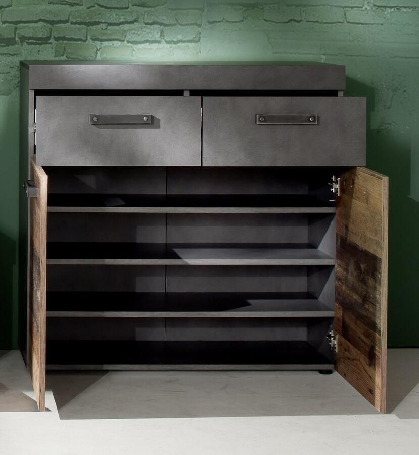 Trendteam Schoenenkast Indy 90 x 34 x 89 cm Old Wood-decor - Foto 2