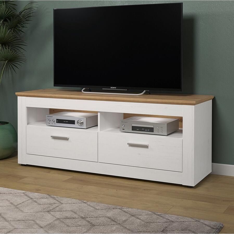 Trendteam smart living Shade tv-meubel Andersen Pine wit ambachtelijk eiken 148 x 59 x 45 cm