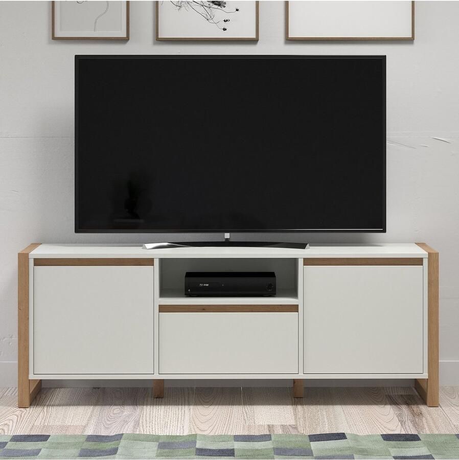 Trendteam smart living Dakota tv-meubel wit ambachtelijk eikenhout afmetingen (gemonteerd B x H x D): 150 x 56 x 40 cm - Foto 2