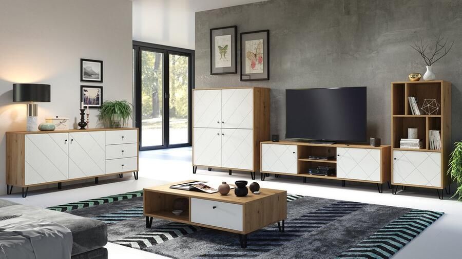 Trendteam TV Meubel tv-meubel Touch x 40 x 56 Artisan Oak 183cm Wit; Bruin - Foto 3