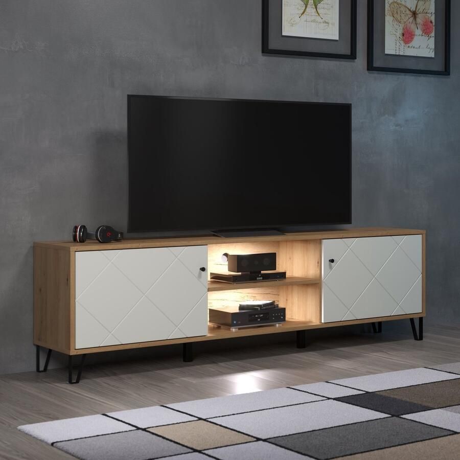 Trendteam TV Meubel tv-meubel Touch x 40 x 56 Artisan Oak 183cm Wit; Bruin - Foto 2