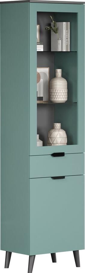 Trendteam Vitrinekast Melton 49 x 37 x 195 cm Anthracite Blue Turquoise 49cm - Foto 4