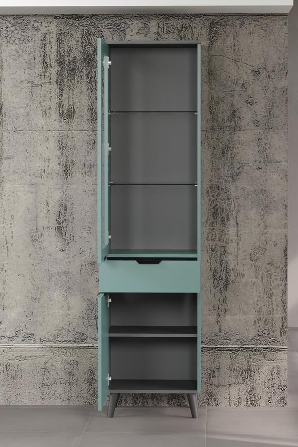 Trendteam Vitrinekast Melton 49 x 37 x 195 cm Anthracite Blue Turquoise 49cm - Foto 2
