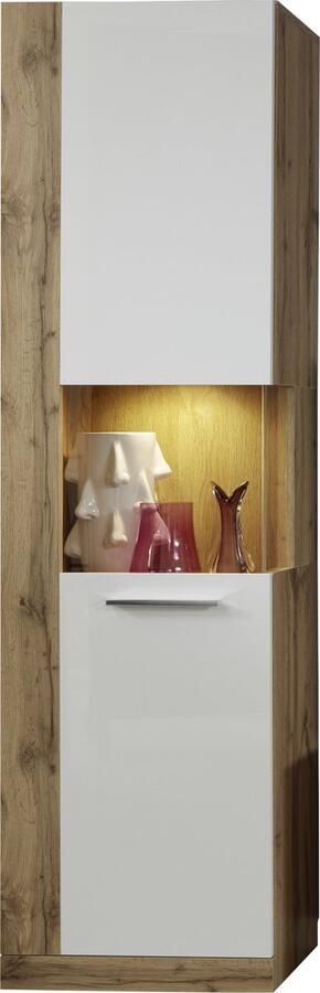 Trendteam Vitrinekast Rock 52 x 34 x 186 cm Wotan Oak White-decor