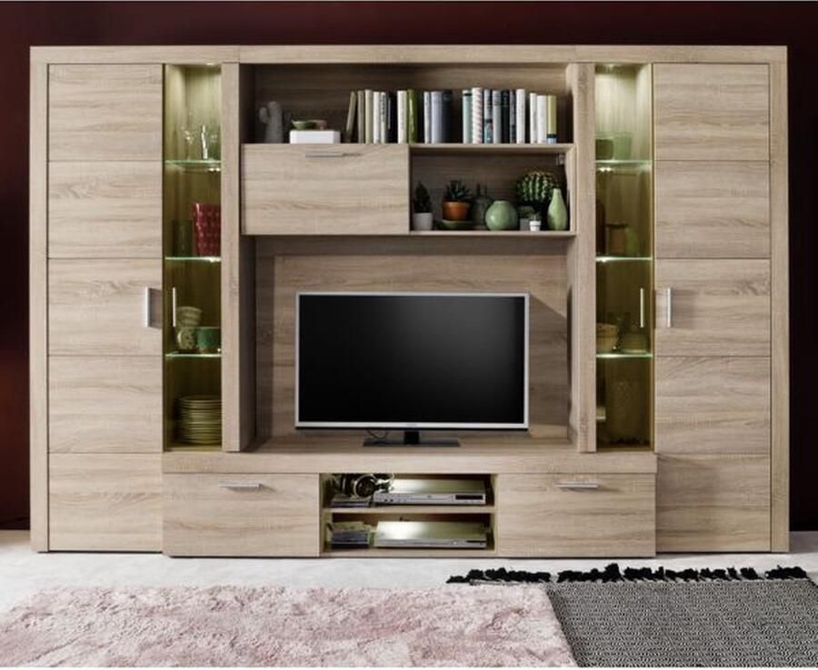 Trendteam Woonkamerset Mondeo 291 x 41 x 197 cm Inclusief verlichting Sägerau Oak